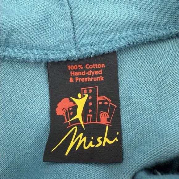 Vintage Mishi 100% Cotton Teal Long Lightweight Cardigan Sweater Pockets Medium - Picture 10 of 13